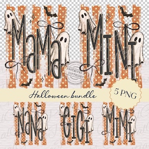 Halloween Family Bundle Mama Mini Mimi Gigi Nana PNG, Ghost Family Shirt Design, Coquette Halloween Bundle ORIGINAL Do Not Copy image 3