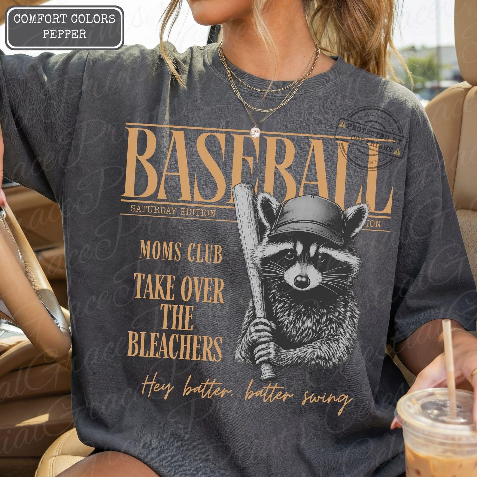 Baseball Raccon Baseball Raccoon PNG Front and Back | Game Day Baseball Mom Shirt ...