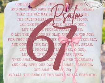 Psalm 67 Coquette Christian PNG, Viral Bible Verse Bow Design, Feminine Faith Shirt Graphic, Preppy Religious Digital Download ORIGINAL