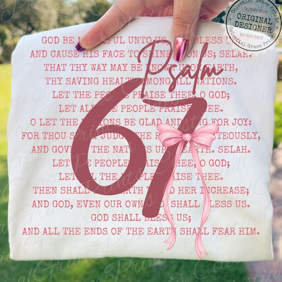 Psalm 67 Coquette Christian PNG, Viral Bible Verse Bow Design, Feminine Faith Shirt Graphic, Preppy Religious Digital Download ORIGINAL