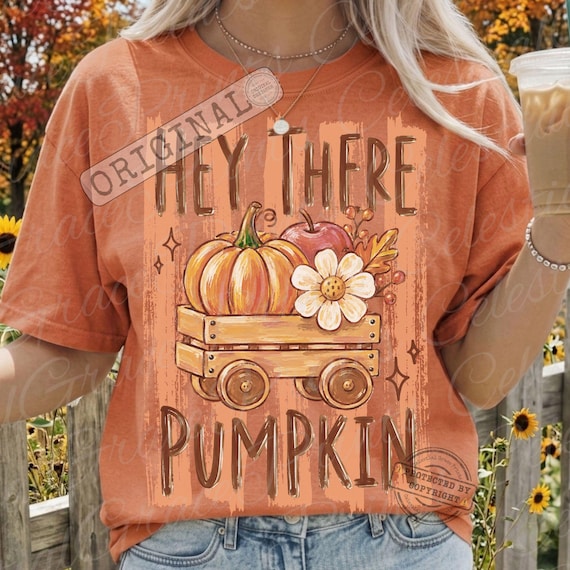 Hey There Pumpkin Striped Fall PNG, Fall Pumpkin Patch Shirt Design, Autumn Wagon Pumpkin PNG, Trendy Retro Thanksgiving Preppy ORIGINAL
