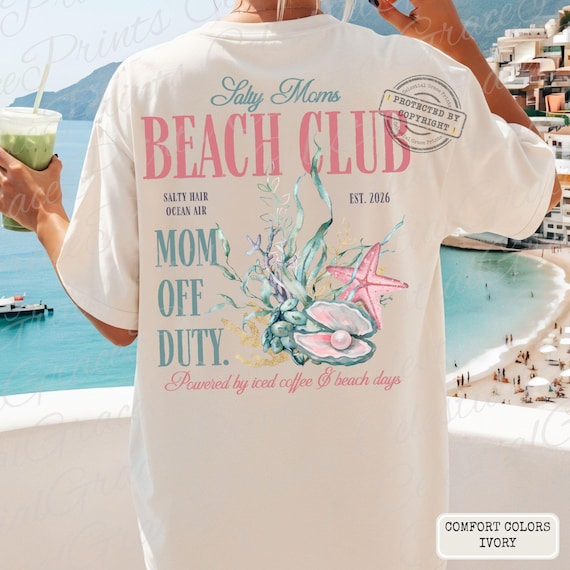 Salty Moms Beach Club PNG, Mom Off Duty Beach Design, Beach Vacation Mom Graphic, Girls Trip Summer PNG, Coastal Preppy Sublimation ORIGINAL