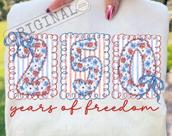 250th Anniversary PNG, Patriotic Coquette Bow Design, America 1776-2026 Freedom Shirt Graphic, Independence Day Retro Patchwork USA ORIGINAL