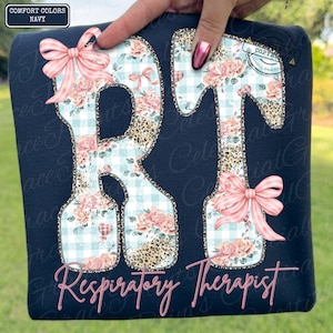 Floral Gingham Respiratory Therapist Png, Coquette Bow RT Design, Preppy Leopard Respiratory Therapist Design Png ORIGINAL