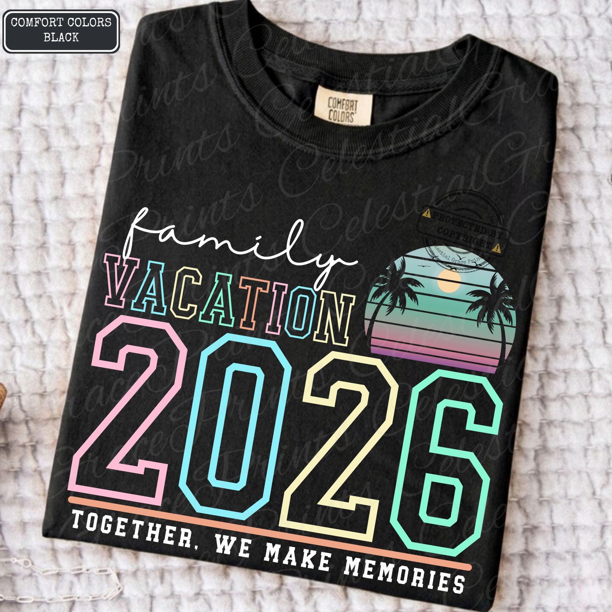 Family Vacation 2026 Neon PNG, Matching Family Trip Shirt Design, Retro ...