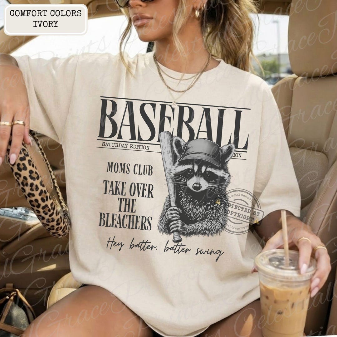 Baseball Raccon Baseball Raccoon PNG Front and Back | Game Day Baseball Mom Shirt ...