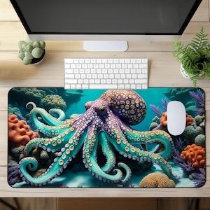 Under the sea Octopus Desk Mat, Office Decor desk mat, Extended Keyboard Mat, Octopus XL Mousepad, gamer gift desk pad, Octopus mat