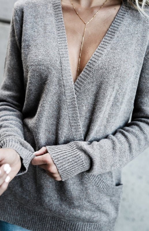Plain Loose Lapel Sweater