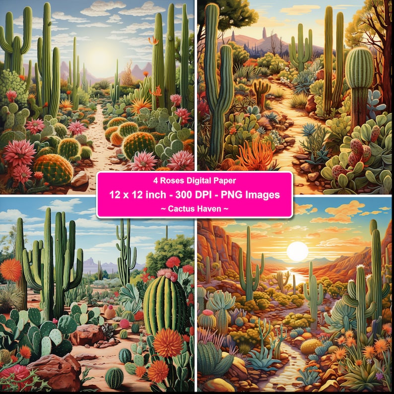 Digital Sale Cactus Haven Digital Design Desert Oasis Theme High