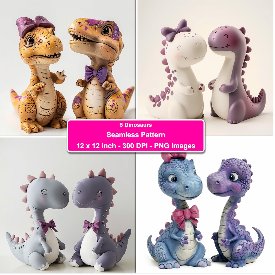 Printable Charming Twin Dinosaurs Digital Paper Perfect for Nursery ...