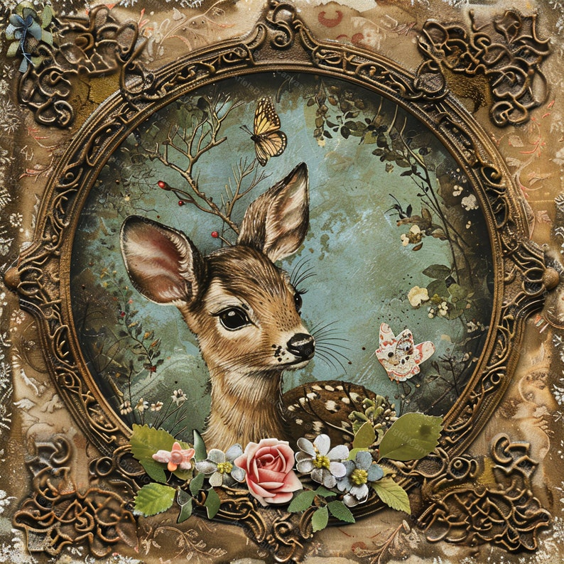 Easter Victorian Animal Prints in Scrapbooking Style Digital Paper Pack