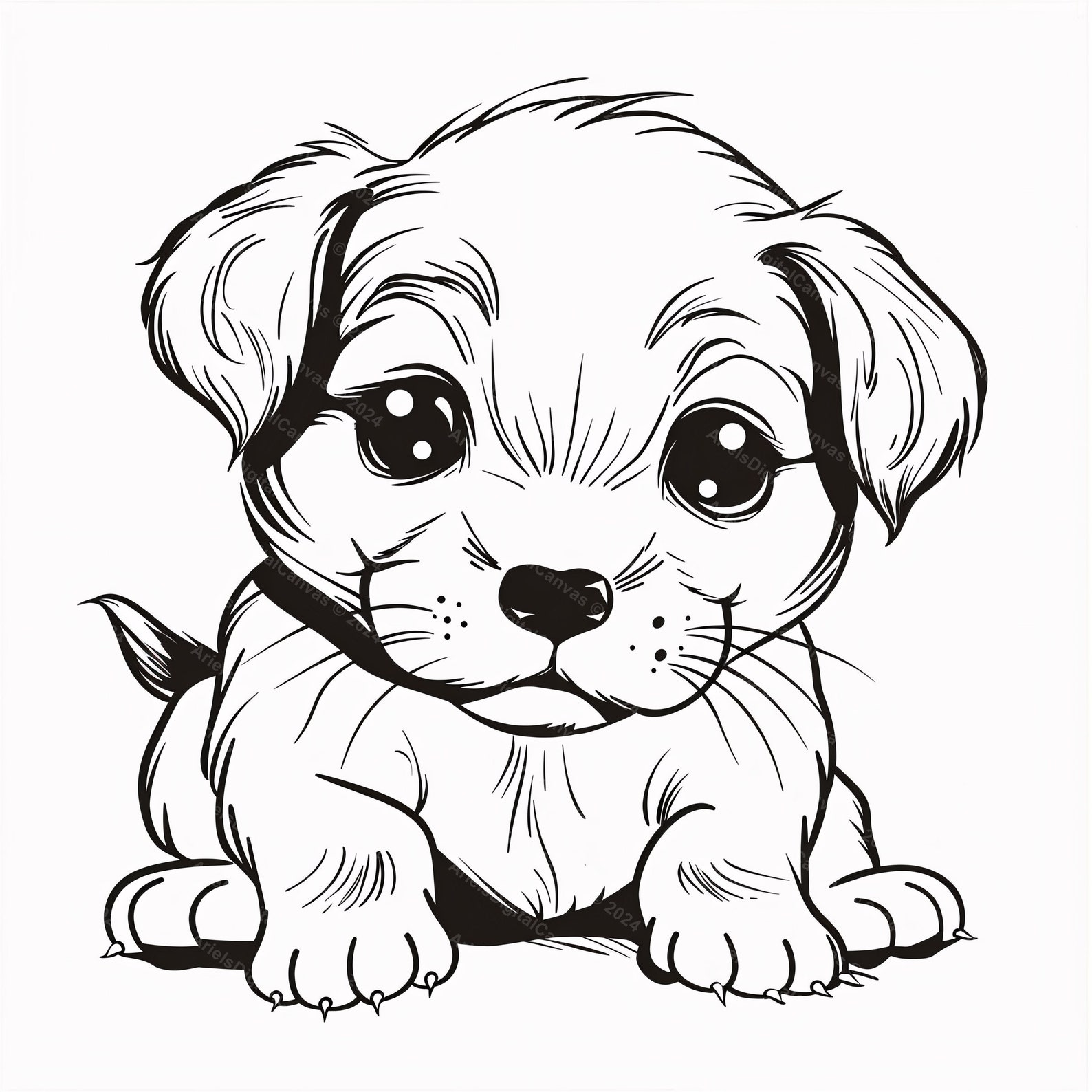 Printable Cute Puppy Coloring Page for Kids - Etsy