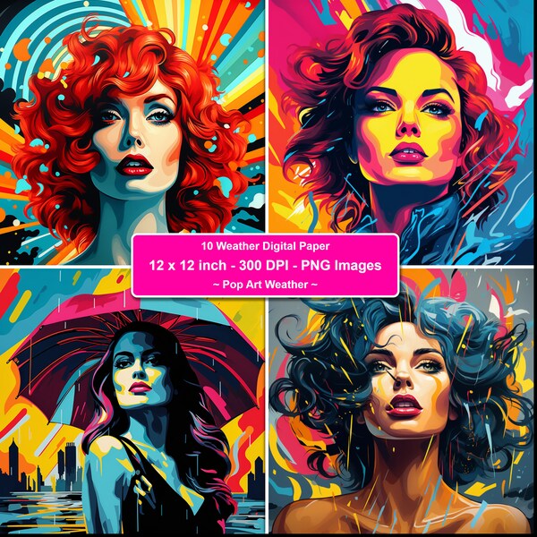 10 Vibrant Pop Art Weather Digital Creation Unique Colorful Stormy Skies Design