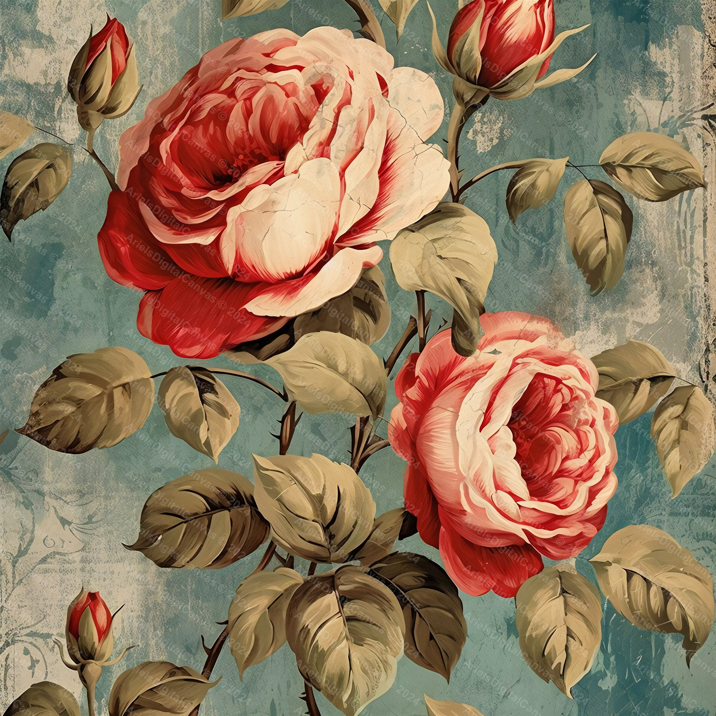 Rose Digital Paper Timeless Elegance for Wedding Stationery and Home ...