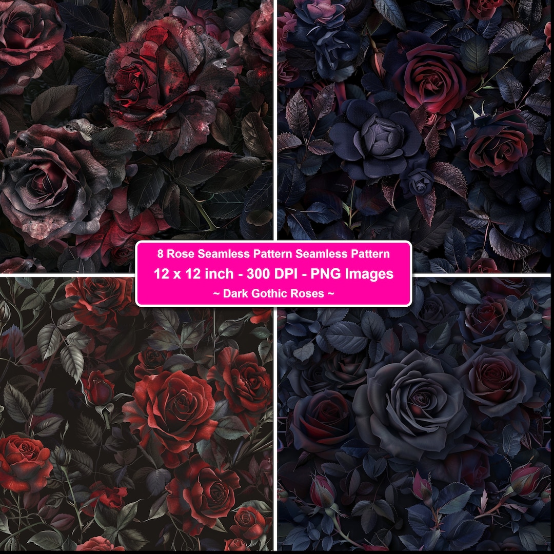 Elegant Dark Gothic Rose Seamless Pattern Luxurious Floral Background ...