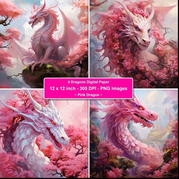 Majestic Pink Dragon Impressions Whimsical Fantasy Digital Creation Instant Download for Digital Projects