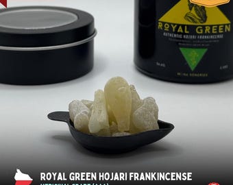 Large Tear Royal Green Hojari Frankincense  - Grade AAA - Imported Fresh from Muscat, Oman (Food Grade Gum Resin)