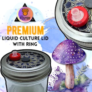 Mushroom Growing Suppies - Liquid Culture Lid with Ring, Cultivation Mason Jar Self Healing Injection Port Lid - 0.22ųm PTFE  - Food Grade