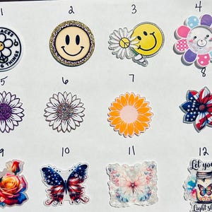 Acrylic Flatbacks 2 - Flowers, coffee, misc.  (Please purchase a minimum of any 4 acrylic flatback only.)