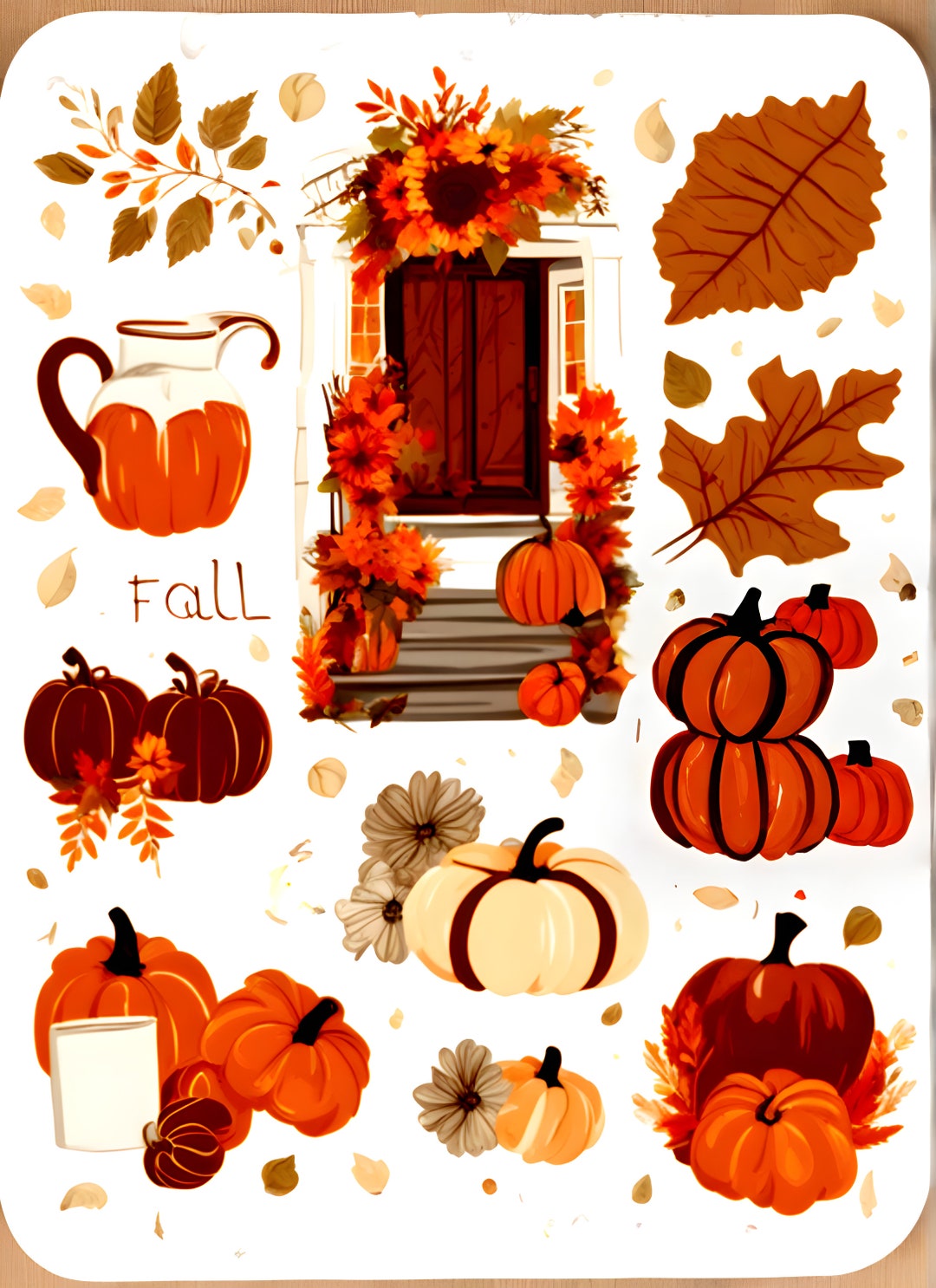 Digital Fall Pumpkin Sticker Sheet - Etsy