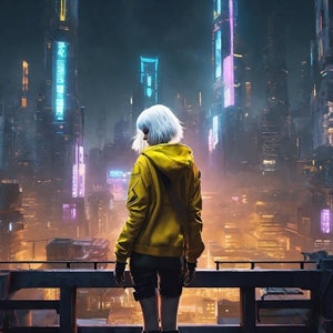 Cyberpunk Style iPhone 15 Pro Max Case – Girl with Yellow Jacket LIMITED