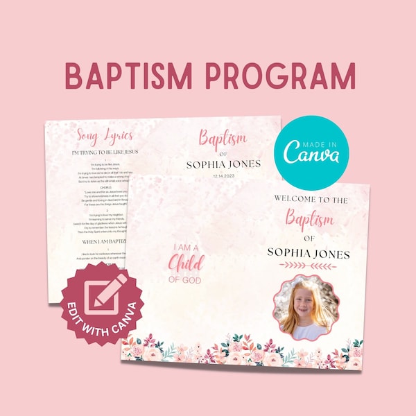 LDS Baptism Program | LDS Girls Baptism Program | Sophia Baptism Program | LDS Baptism Program