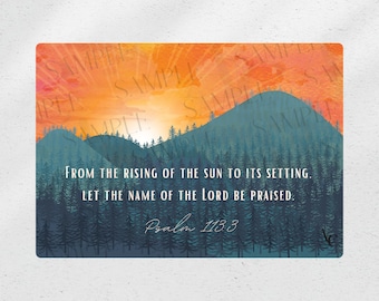 Psalm 113:3 Christian Sticker, Sunrise Mountain Design