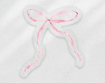 Pink Bow Sticker, Watercolor Coquette Aesthetic