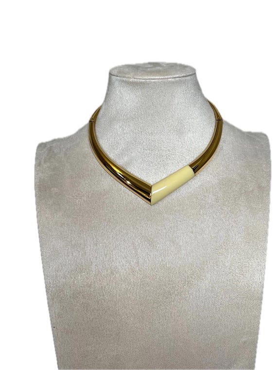 Vintage Signed Givenchy 1976 Gold Tone Gilt Pointed Choker