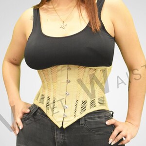 Mesh Under bust heavy duty steel boned Corset, waist Trainer, body shaper Beige