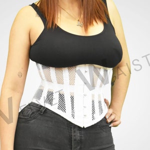 Mesh Corset Under bust heavy duty steel boned White Corset, waist Trainer, body shaper