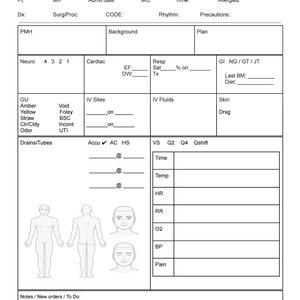 Nurse Report Sheet 1 Patient Detailed