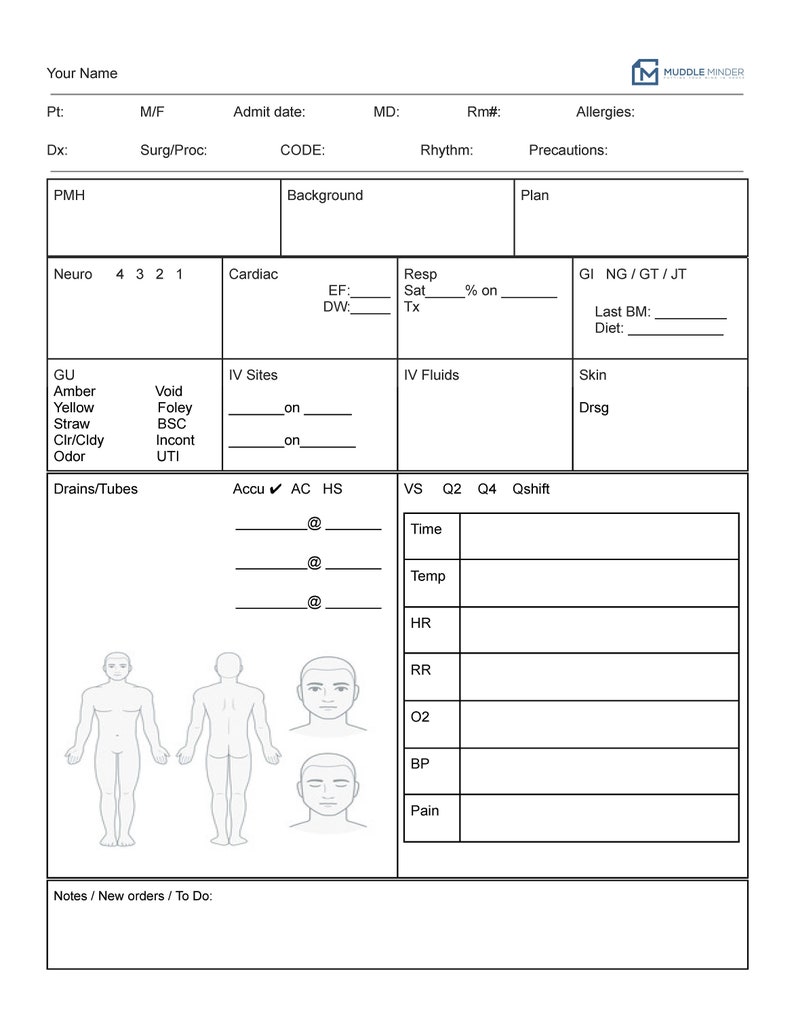 Nurse Report Sheet 1 Patient Detailed - Etsy