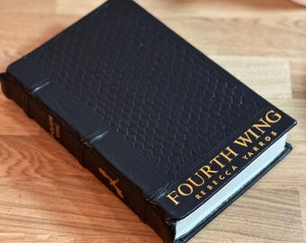Fourth Wing by Rebecca Yarros Leather Rebound Book With Hand-Stamped Dragon Scales