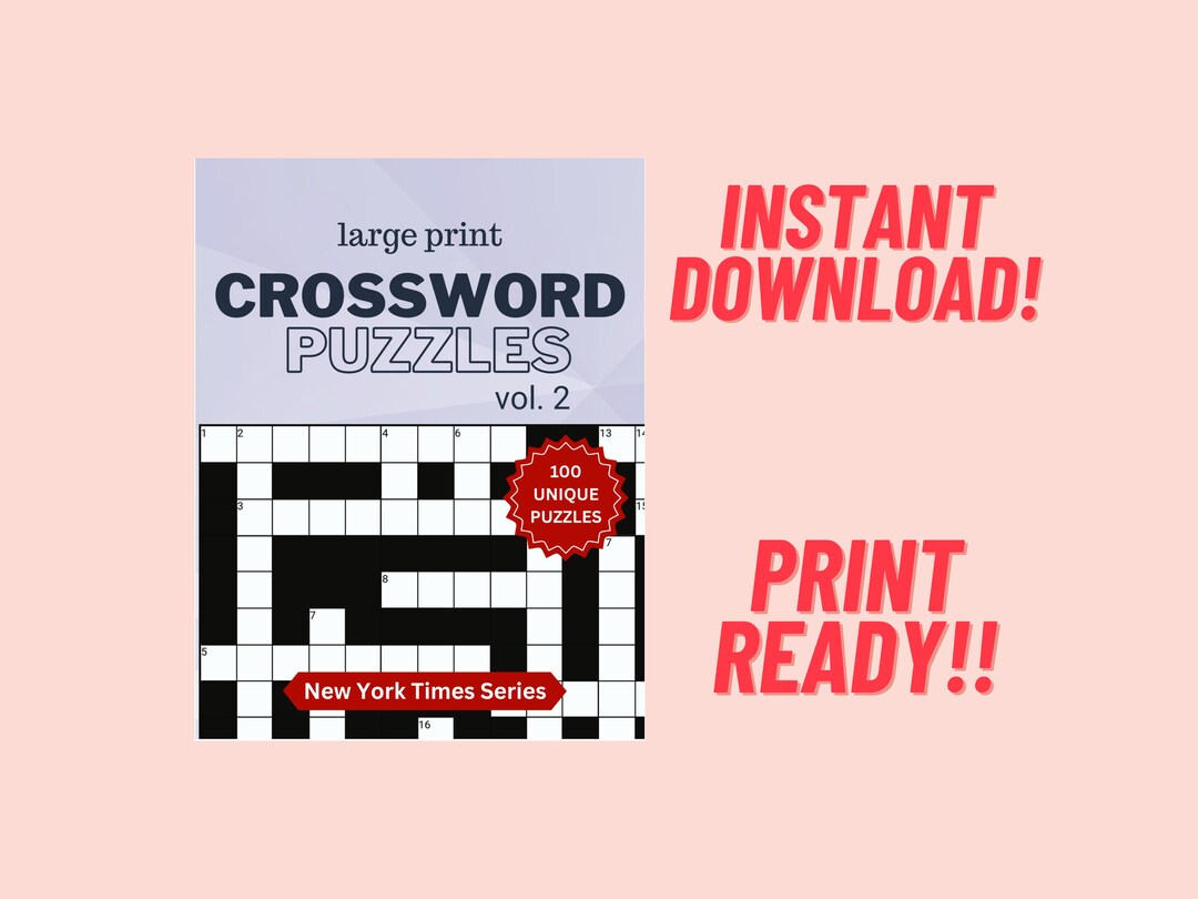 Large Print Crossword Puzzle New York Times Vol. 2 Bigpuzzlecompany - Etsy