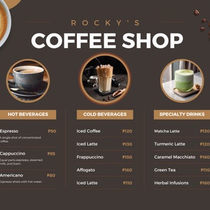 Coffee Shop Menu, Coffee Menu Board, Coffee Menu, Coffee Shop Printable ...