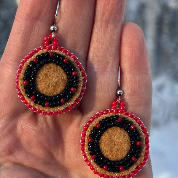 Meg Sheridan Strawberry Moose Hide Earrings