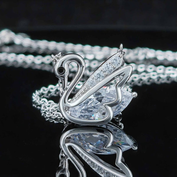 The Crystal and Silver Swan Necklace