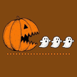 Calabaza de Halloween persiguiendo fantasmas PNG