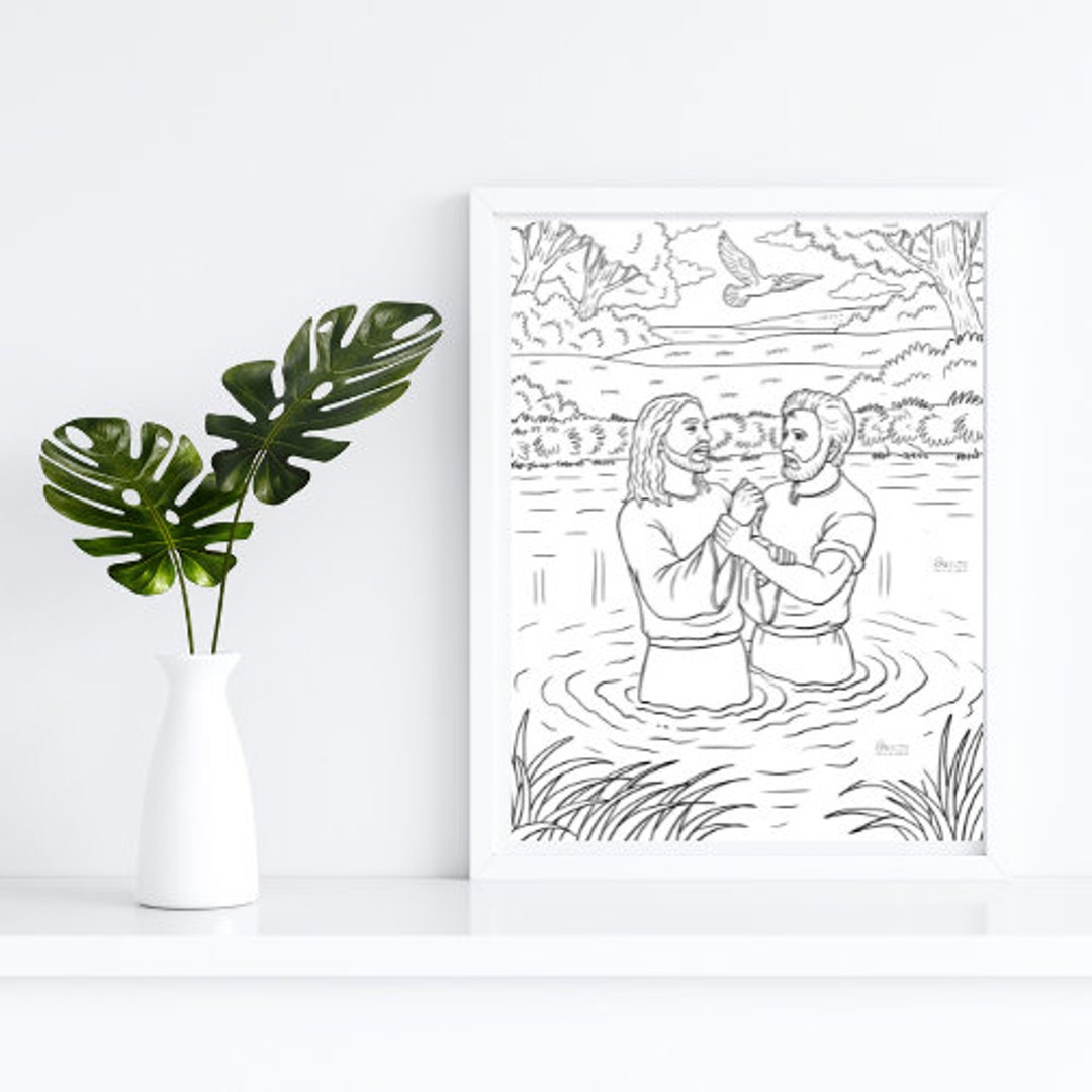 Jesus Christ Baptism With John the Baptist New Testament Coloring Page ...