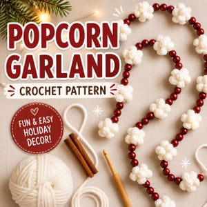 Popcorn Girlande Häkelanleitung | Weihnachten | Urlaub Baum Dekor | Urlaub