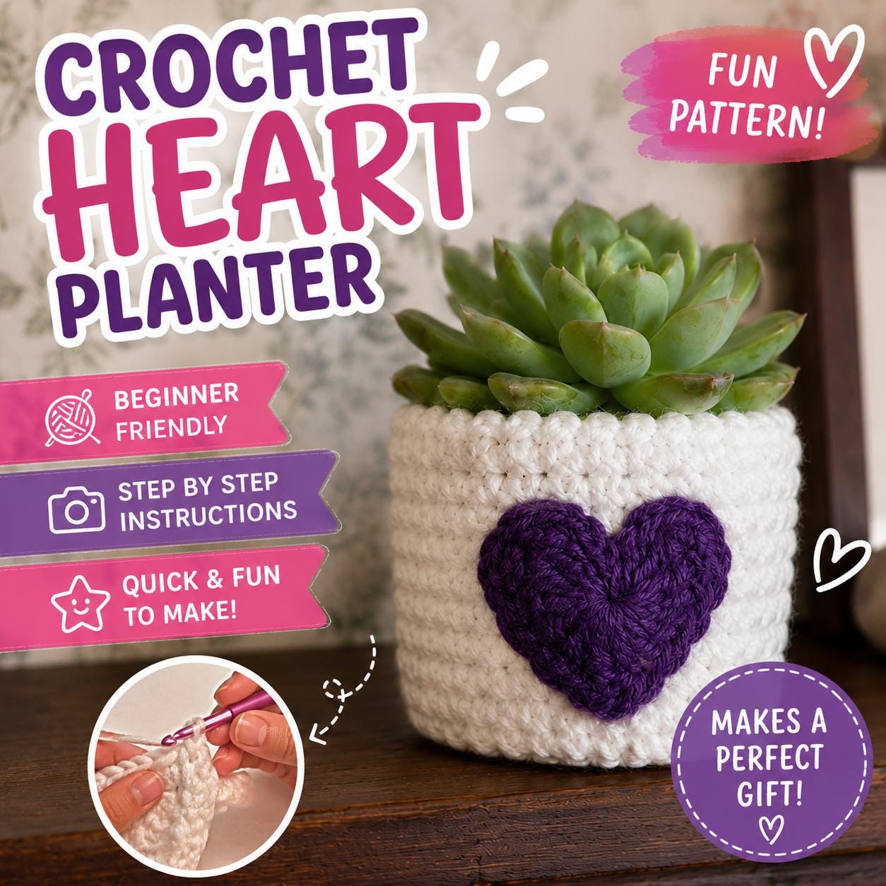 36 Jumbo Yarn Crochet Patterns for Cozy Gifts, Home Decor, and Easy Quick Makes 25 Crochet Planter Pattern Chunky Yarn Plant Pot Cover
