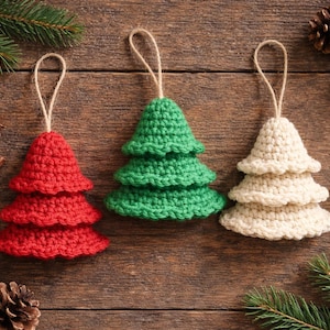 Patrón de adorno navideño de crochet / Árbol de 3 capas fácil / Tutorial en PDF para principiantes sobre decoración navideña