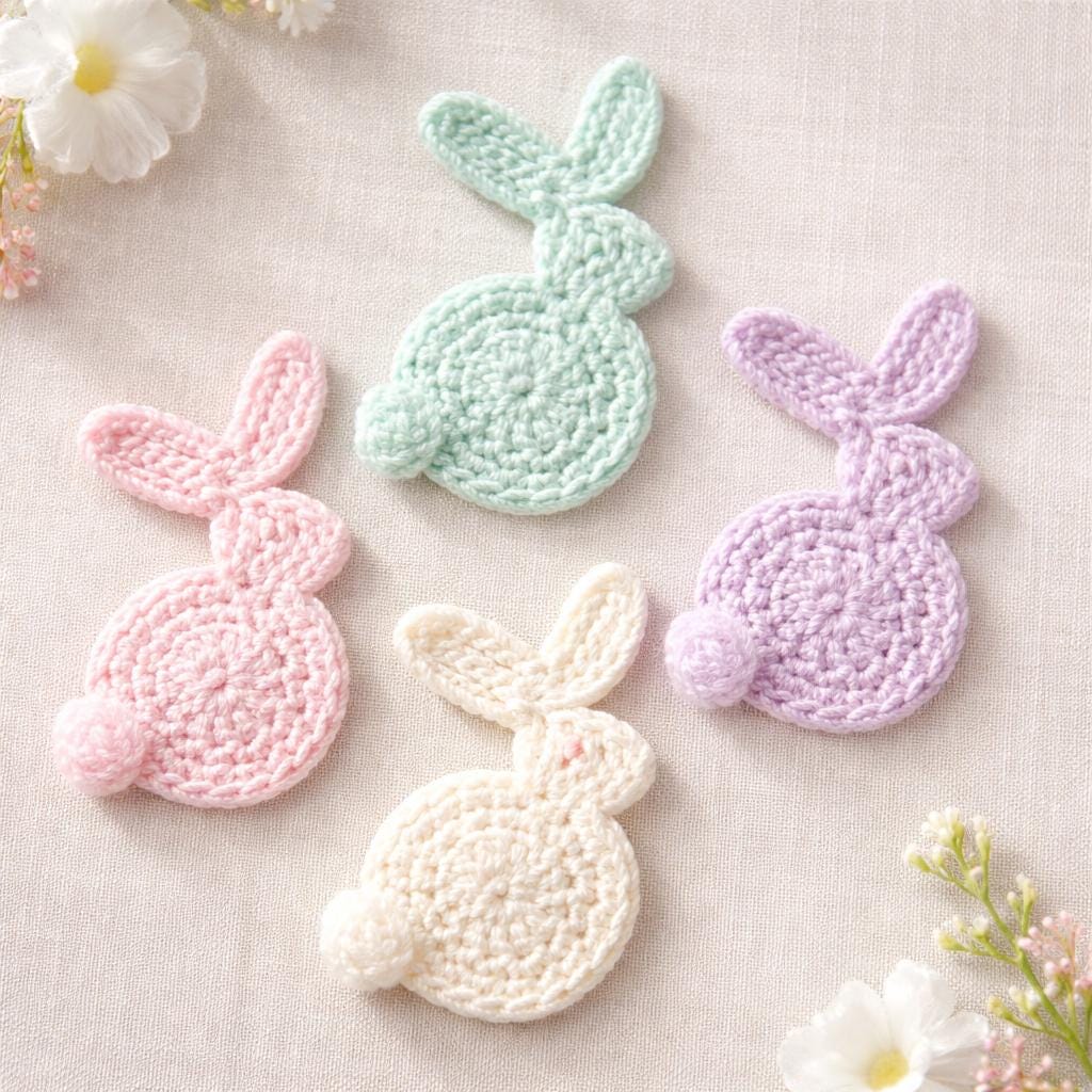 40 Easter Bunny Crochet Patterns for Spring Gifts, Baskets, and Home Decor 21 Crochet Bunny Applique