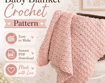 Scalloped Baby Blanket Crochet Pattern • Beginner-Friendly PDF • Lightweight Yarn • Modern Easy Repeating Stitch •