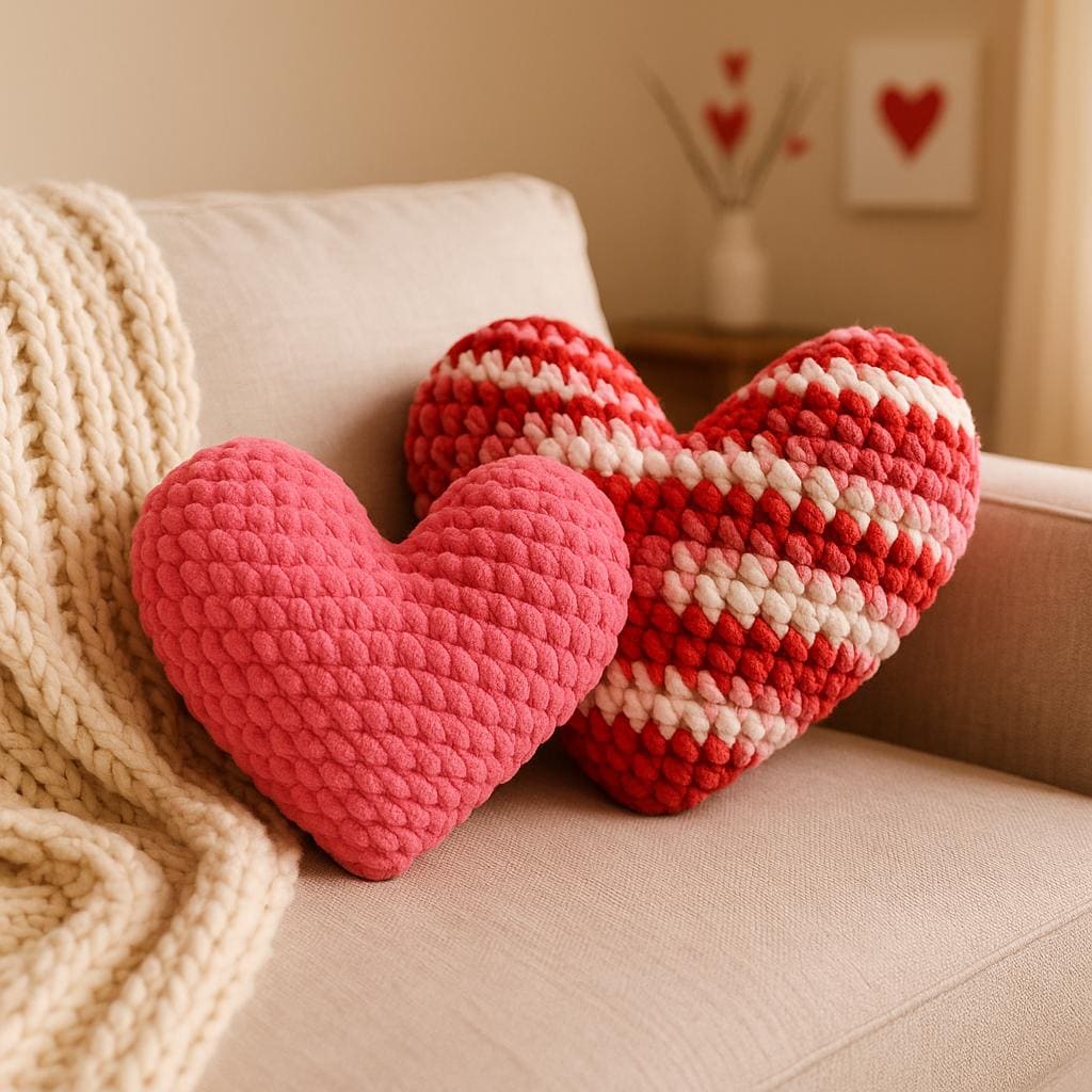 40 Valentine Crochet Patterns to Make for Gifts, Decor, and Cozy Seasonal Touches 18 Plush Crochet Heart Pillow