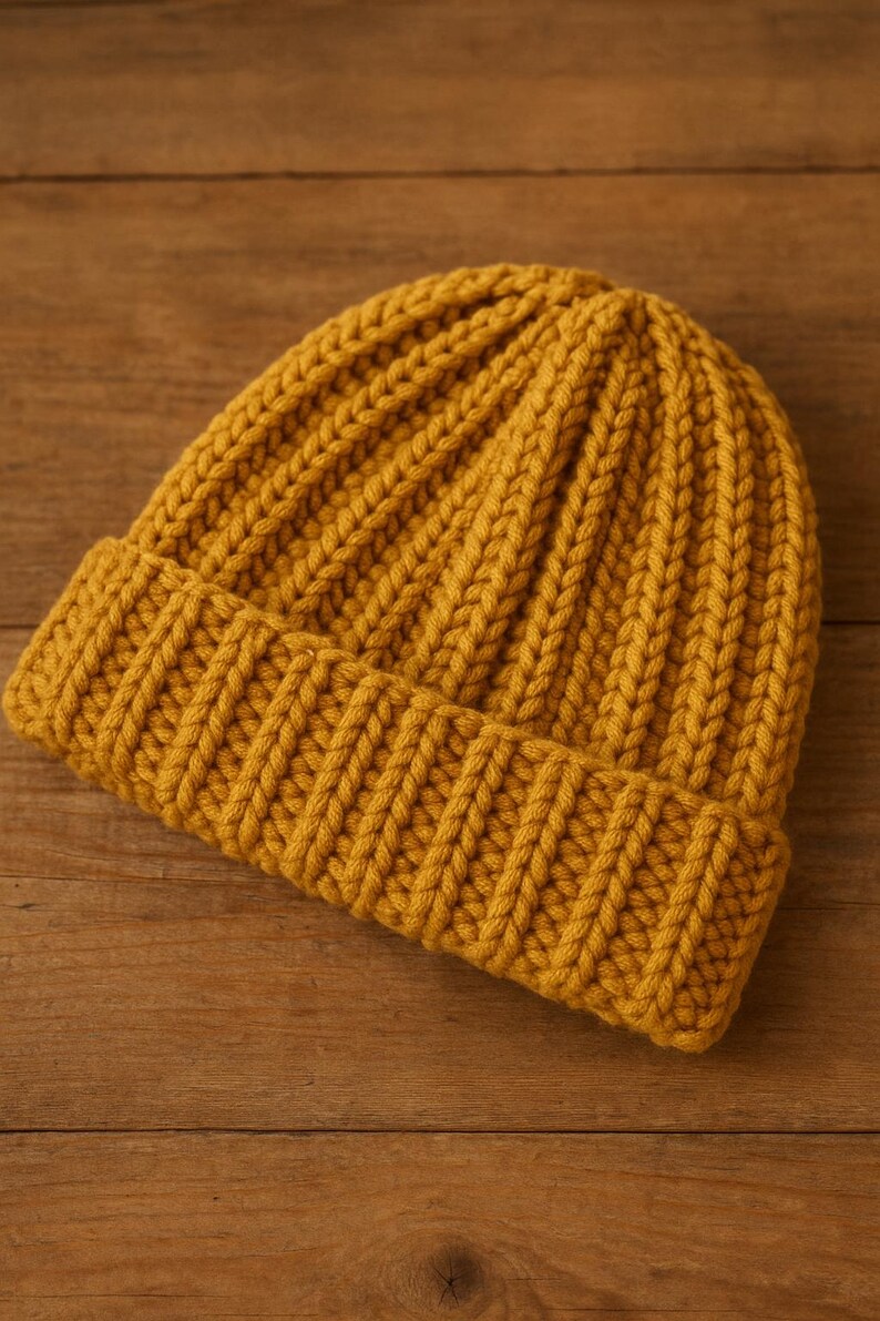 Chunky Ribbed Beanie Crochet Pattern | Easy Winter Hat (PDF) - Etsy