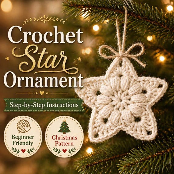 Crochet Star Ornament Pattern, Christmas PDF, 4th of July, Tree Decoration, Handmade Holiday Decor,