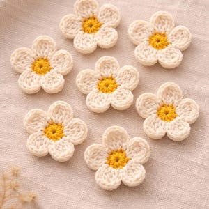 Crochet Daisy Pattern, Small Flower Applique, Easy, DIY Embellishment, Scrap Yarn Project, Beginner Pattern