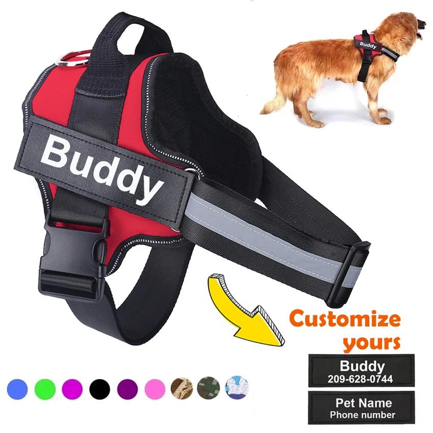 Personalised Dog Harness, Adjustable, Velcro, No Pull